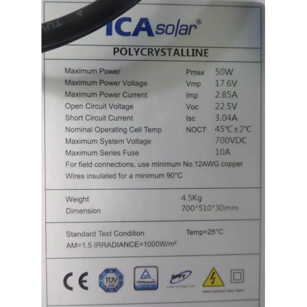 SOLAR PANEL 50W - Polycrystalline